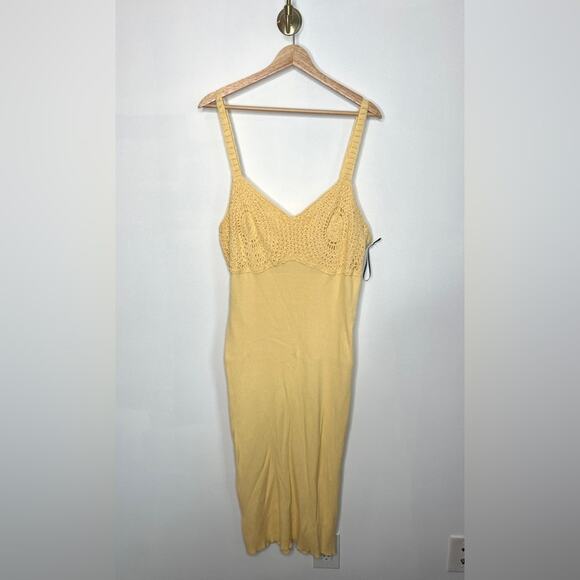 Future Collective Yellow Ribbed Crochet Maxi Dress - Picture 2 of 5